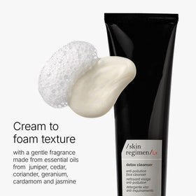 /skin regimen/ creamy foam texture demonstrating gentle effective cleansing