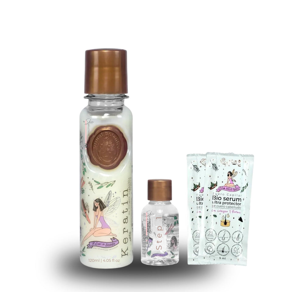 Skin Revolution front packaging showing 120ml keratin treatment benefits