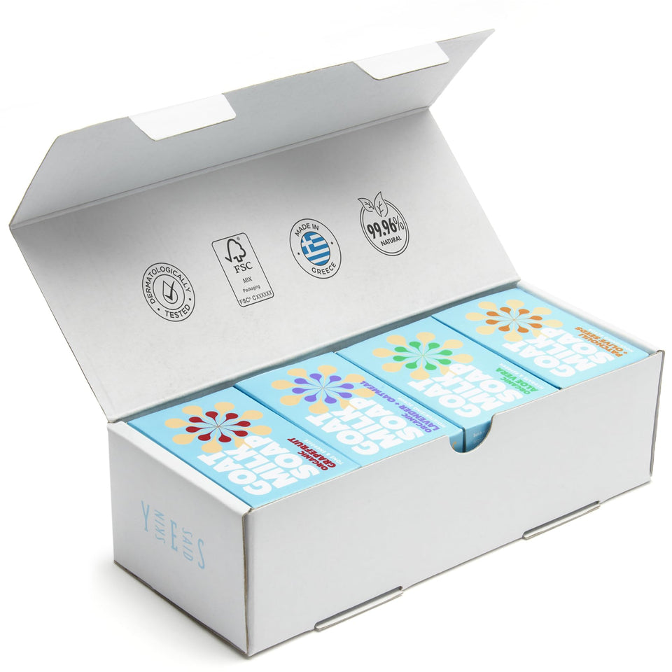 Skin Said Yes front packaging showing eight soap bars and benefits