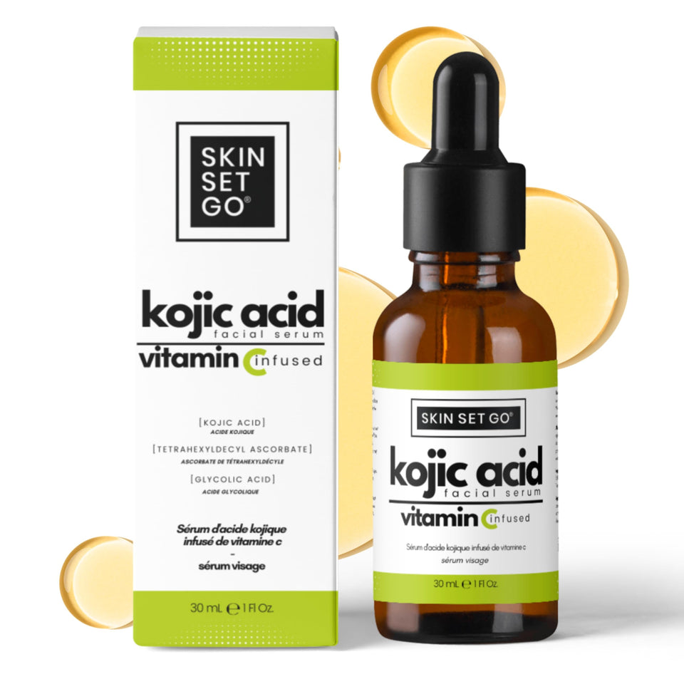 Skin Set Go front packaging showing bottle and dropper with clean design benefit clarity
