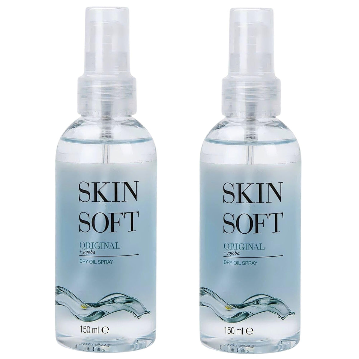 Skin Soft bottle front view showing label and size, highlights convenience