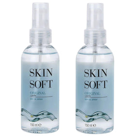Skin Soft bottle front view showing label and size, highlights convenience