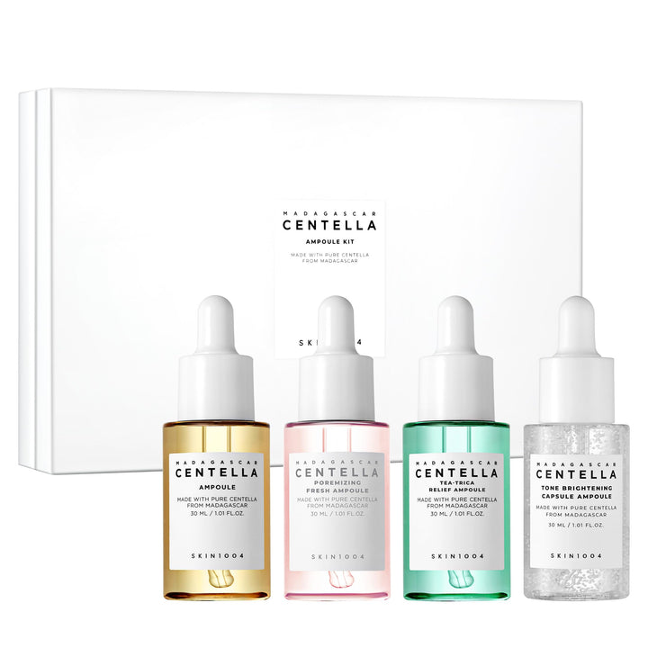 SKIN1004 front packaging showing four travel ampoules for soothing benefits