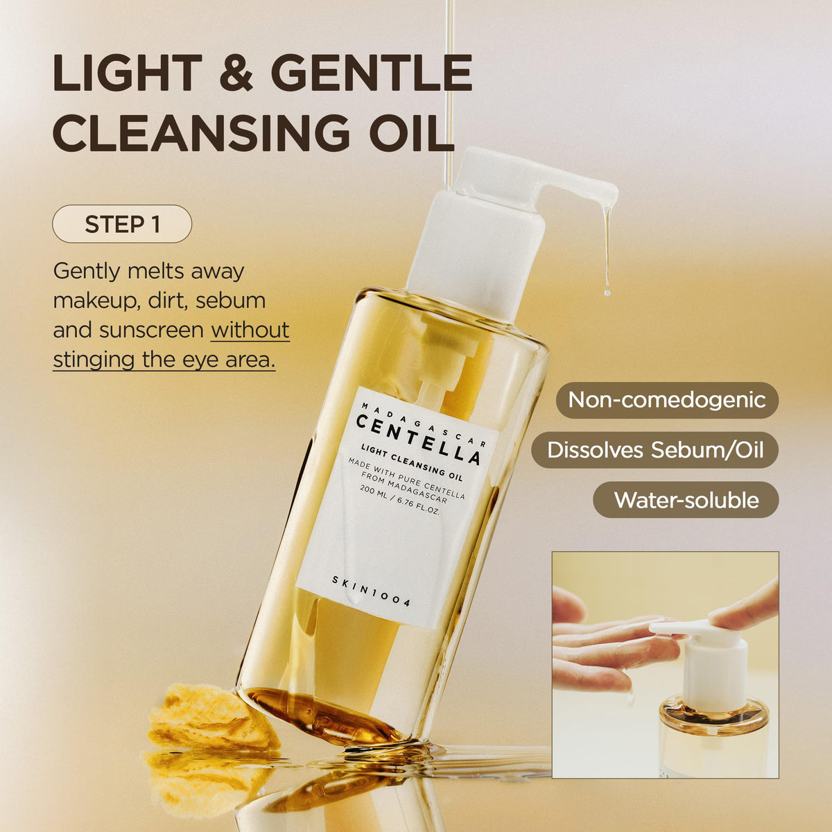 SKIN1004 centella ampoule foam bottle label close-up highlighting soothing ingredients