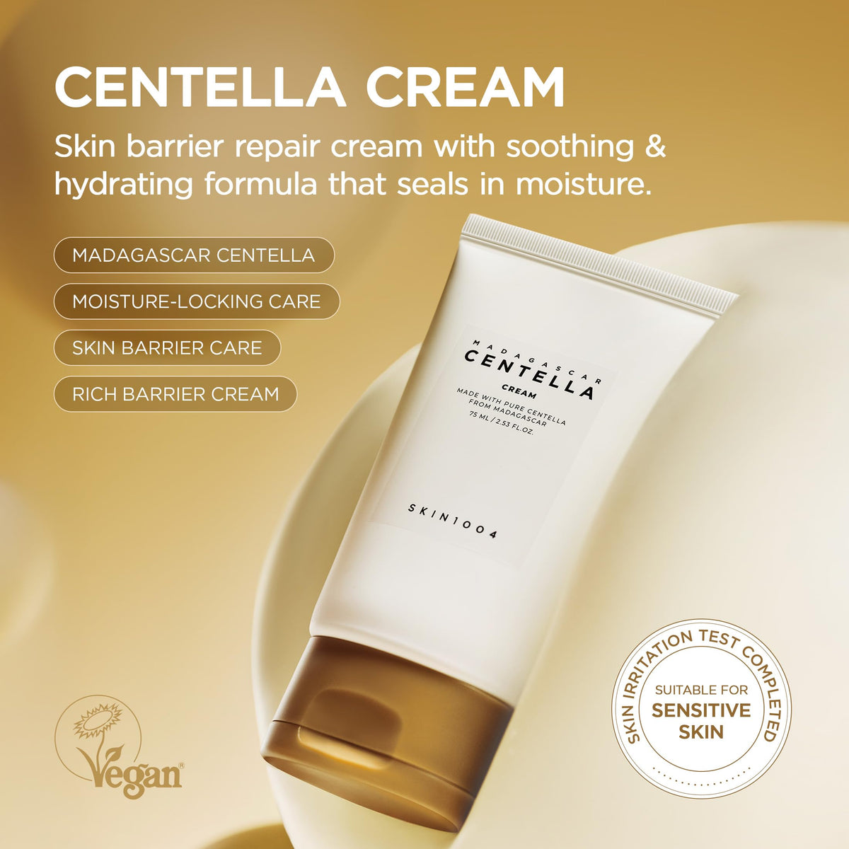 SKIN1004 cream texture swipe on skin highlighting lightweight absorption