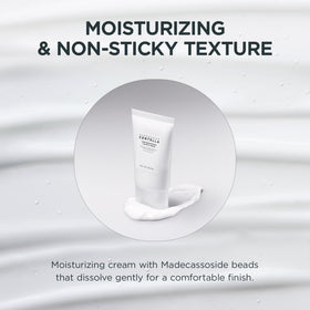 SKIN1004 cream spread on cheek demonstrating smooth finish and quick absorption