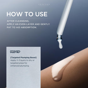 SKIN1004 patting ampoule onto cheek, improves absorption and targeted plumping