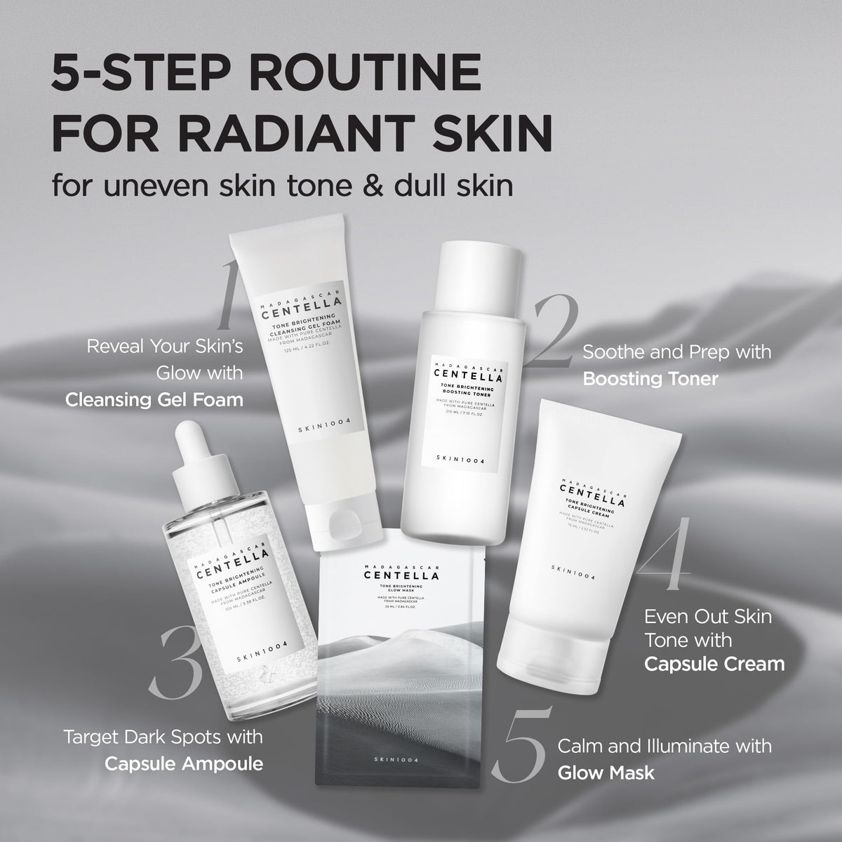 SKIN1004 on bathroom shelf during morning routine suggesting easy daily use