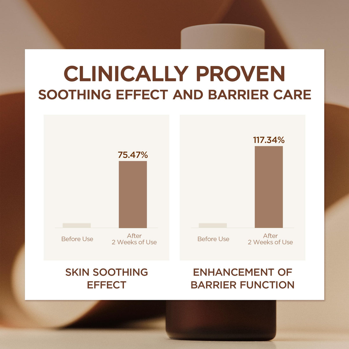 SKIN1004 bottle beside hand for size comparison and travel-friendly benefit