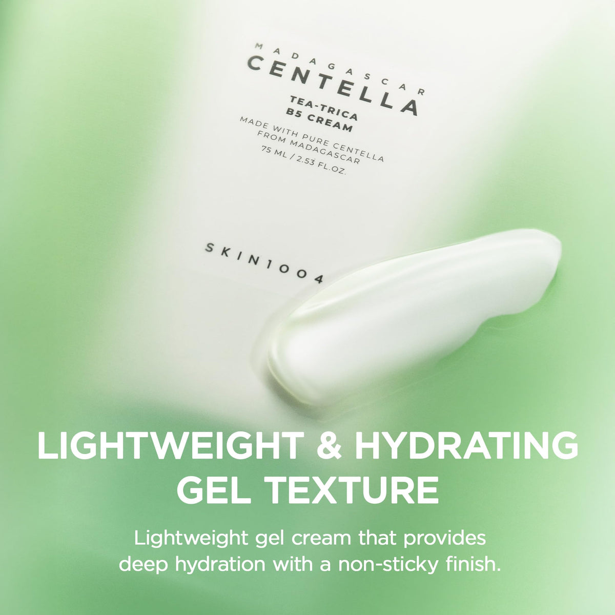 SKIN1004 applying cream to cheek, hydration and soothing benefit visible