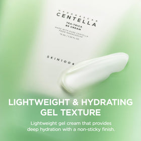 SKIN1004 applying cream to cheek, hydration and soothing benefit visible