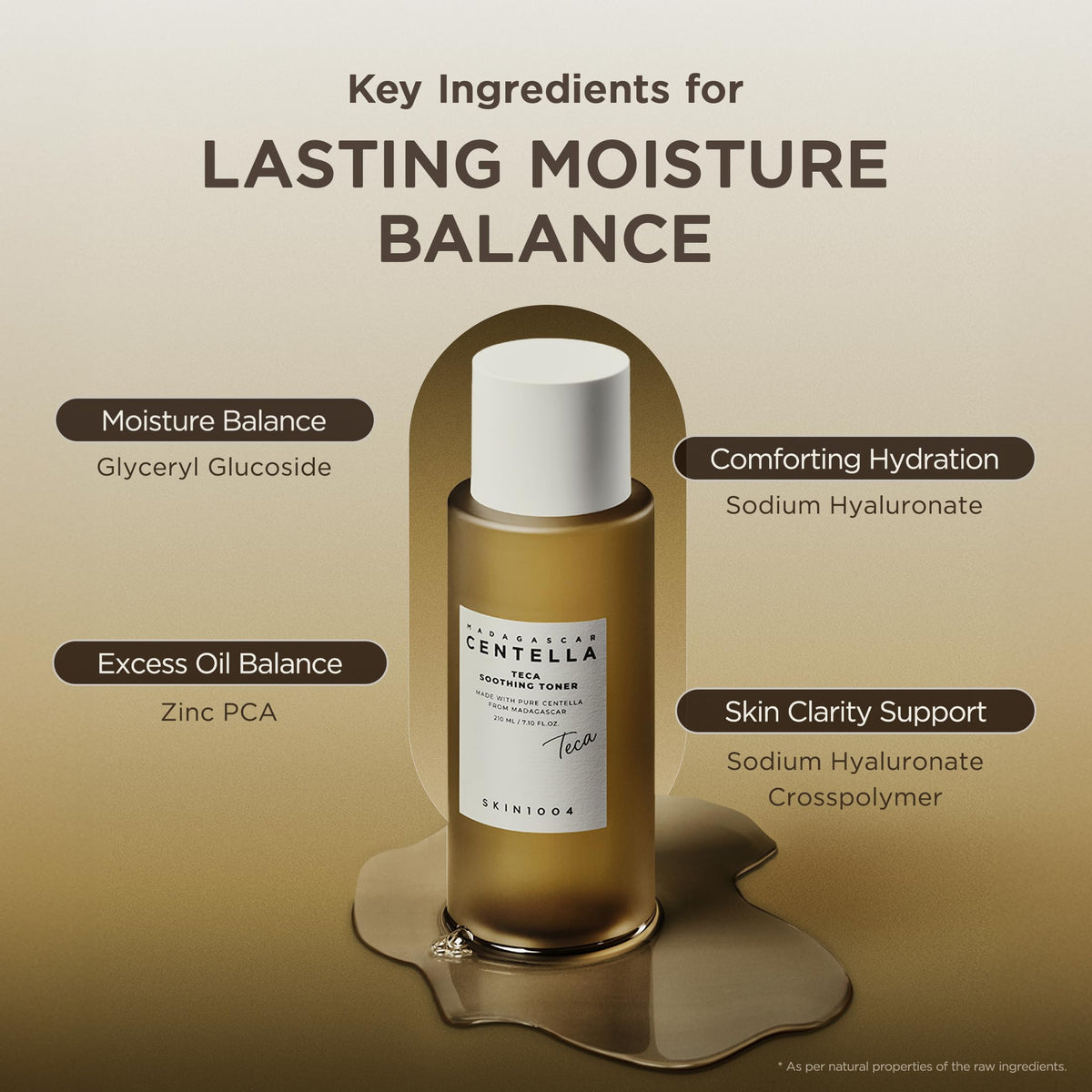 SKIN1004 applying toner to hand to show quick absorbency benefit