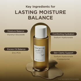 SKIN1004 applying toner to hand to show quick absorbency benefit