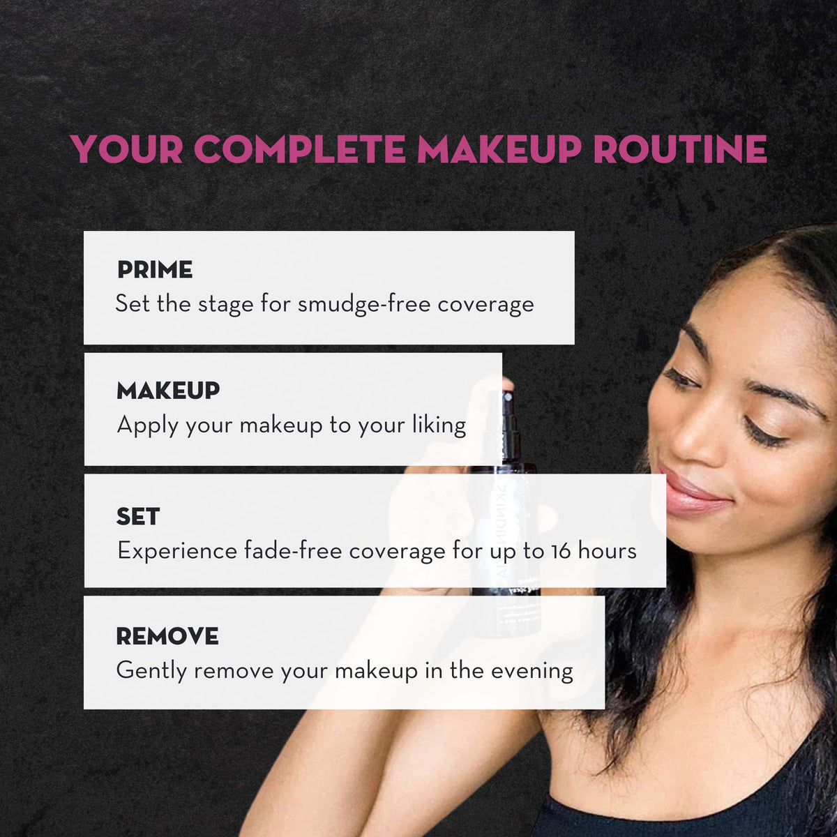 SKINDINAVIA lifestyle image of bride applying spray for event confidence