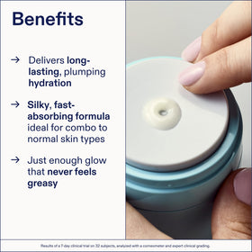 Skinfix applying gel cream to cheek showing smoothing and dewy finish benefit