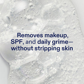 Skinfix cleanser pump and gel texture close-up illustrating hydrating feel