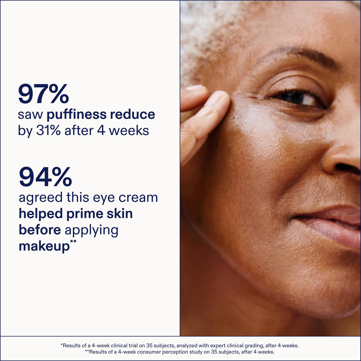 Skinfix applied under eye before concealer, showing smoother makeup base