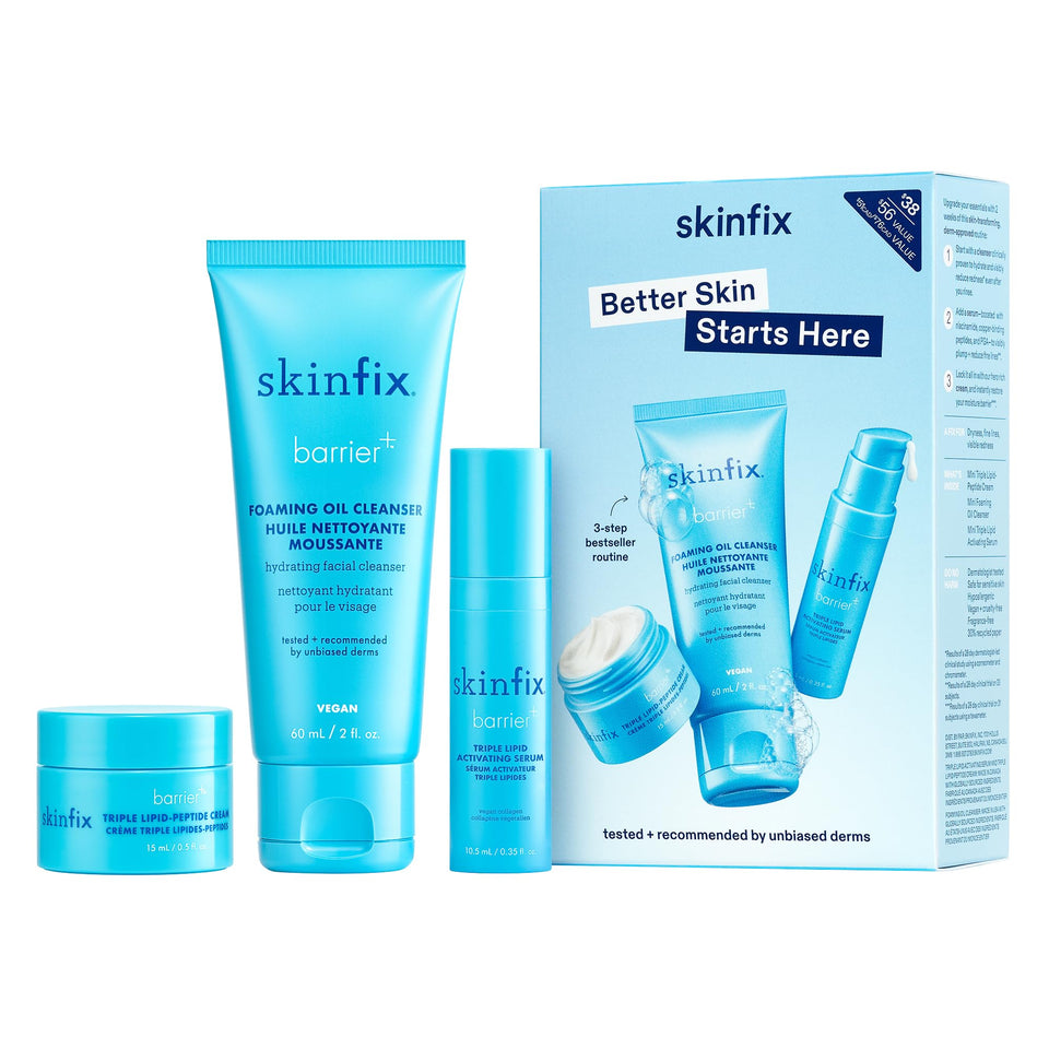 Skinfix front packaging showing kit and easy travel benefits