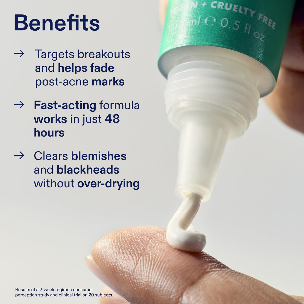 Skinfix ingredient label highlighting salicylic, azelaic acids for visible calm benefit