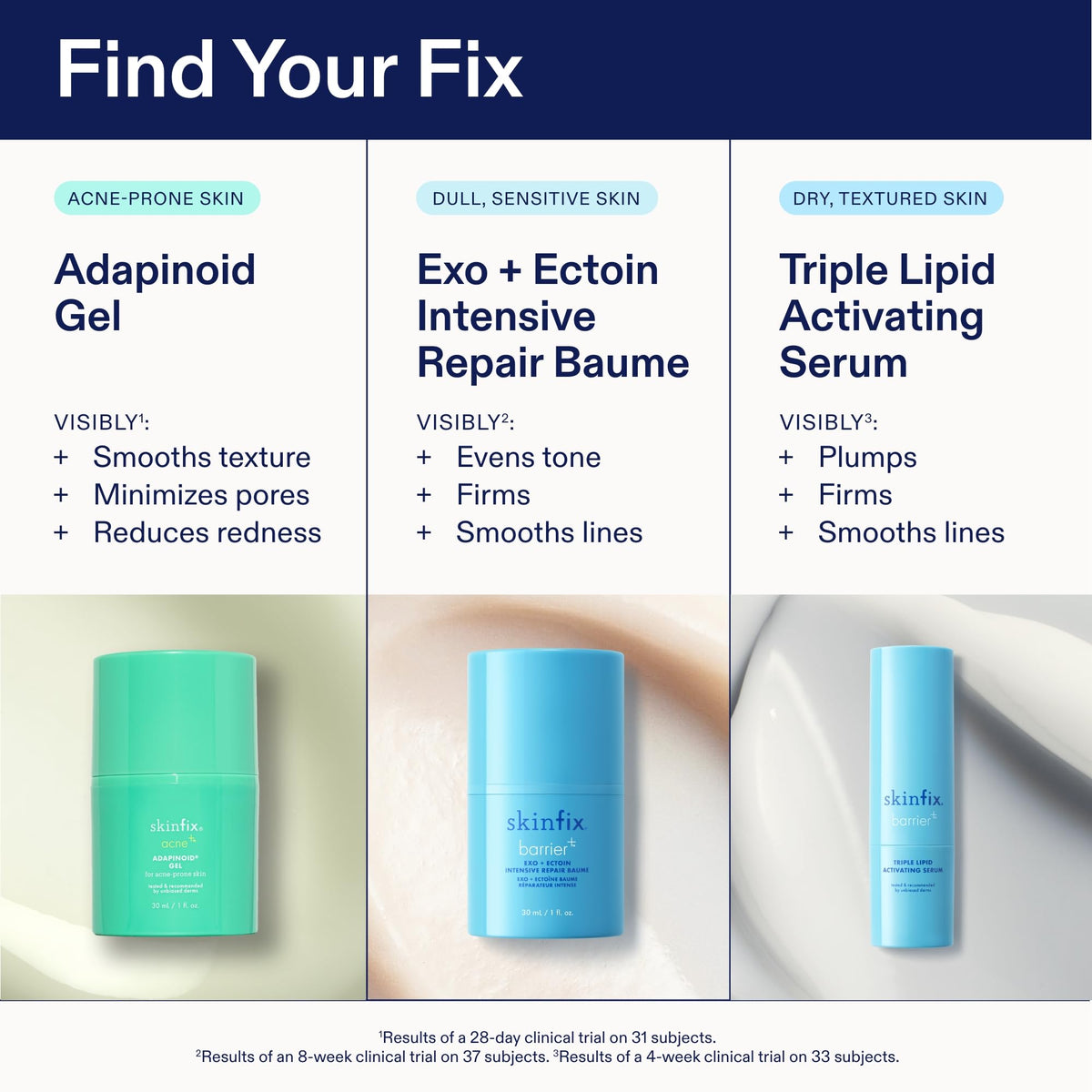 woman applying Skinfix serum under moisturizer in bathroom, shows layering benefit