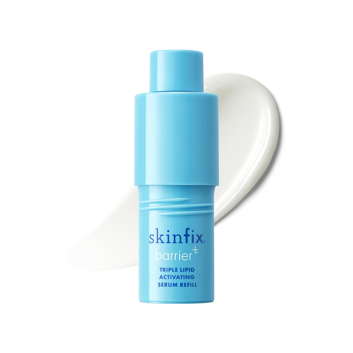 Skinfix front packaging showing refill pouch and clear labeling, promotes sustainability