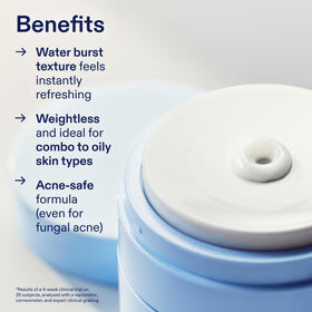 Hand holding Skinfix water cream jar showing size and portability benefit