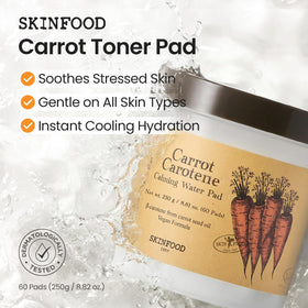 Texture of a single SKINFOOD toner pad showing soft cotton and gentle exfoliation benefit