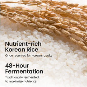 SKINFOOD fermented Icheon rice bottle close-up showing authentic ingredient sourcing benefit