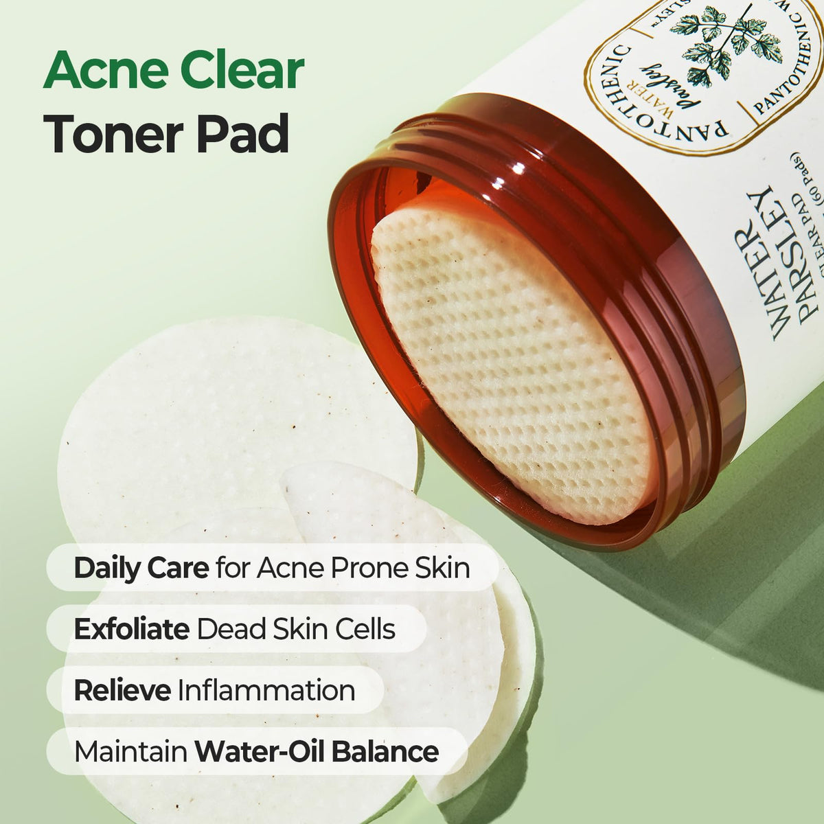 SKINFOOD pad placed on cheek showing soothing application and spot care