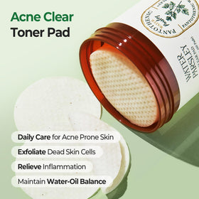 SKINFOOD pad placed on cheek showing soothing application and spot care