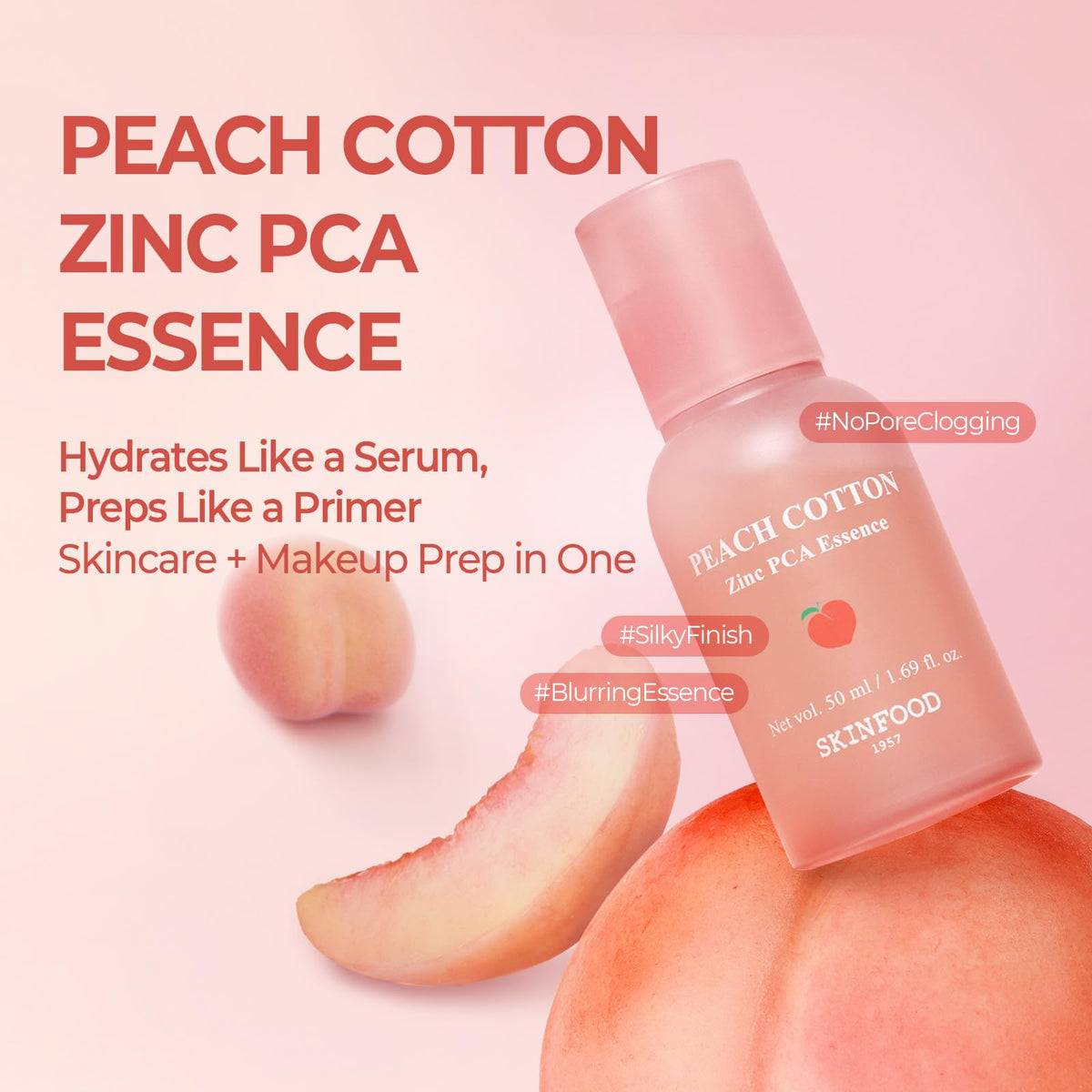 SKINFOOD pump dispensing serum-primer for easy, measured application benefit