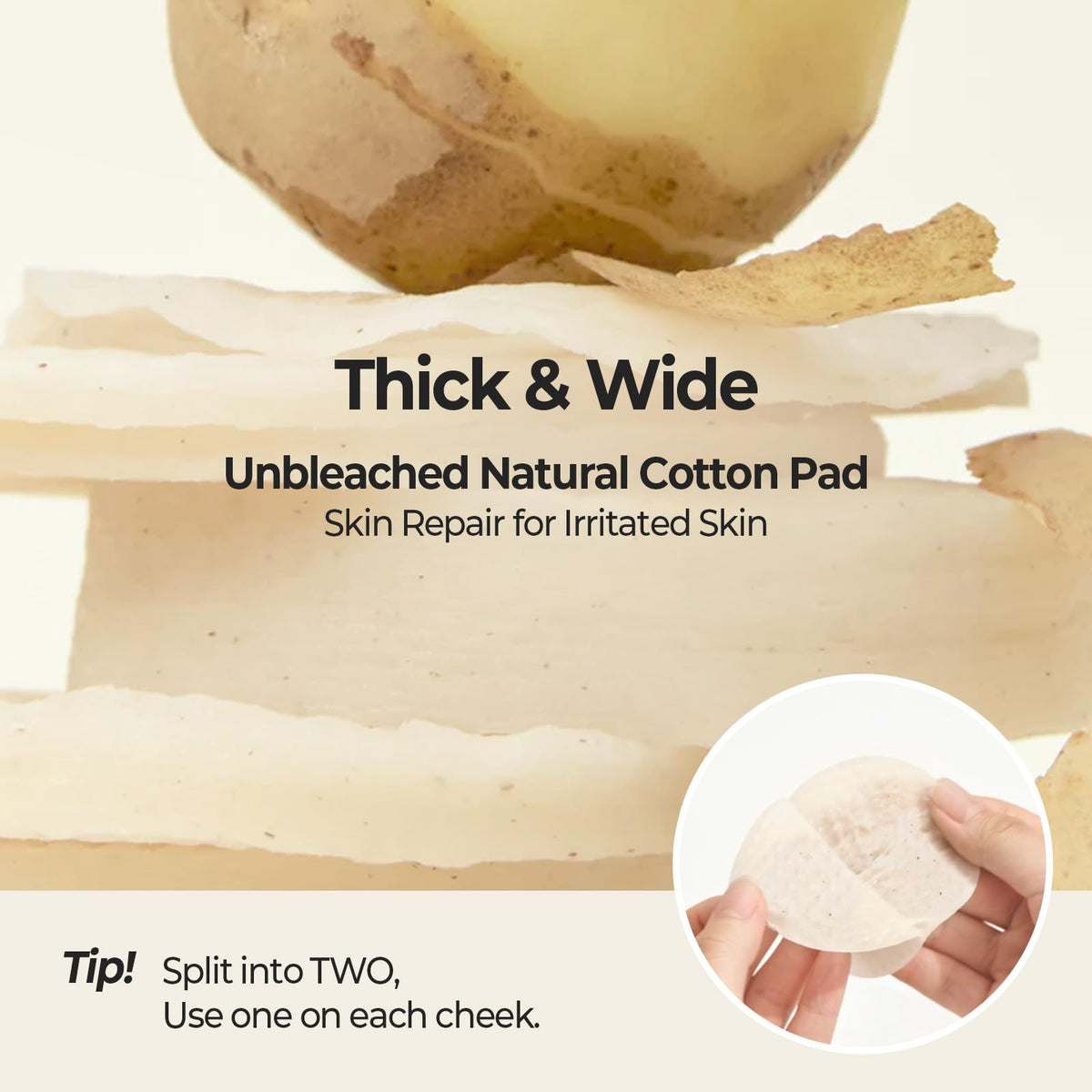 SKINFOOD 1957 pad placed on cheek as spot mask showing redness relief and targeted calming