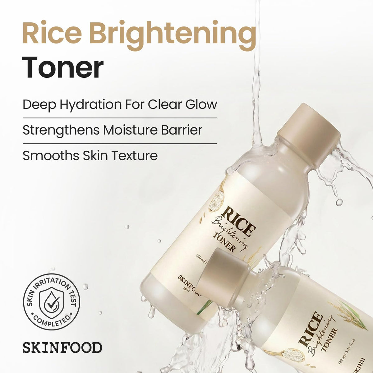 SKINFOOD label close-up highlighting fermented rice ingredient benefits