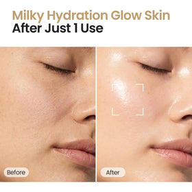 SKINFOOD milky texture on spoon showing hydration and lightweight feel