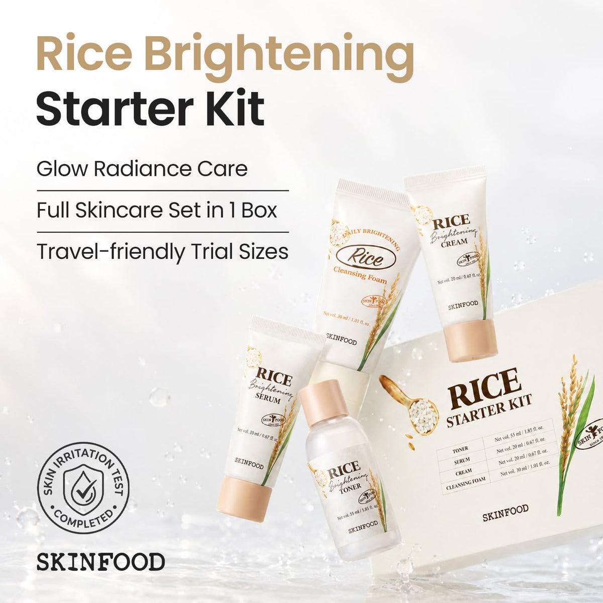 SKINFOOD rice face wash front packaging with label visible for gentle cleansing benefit