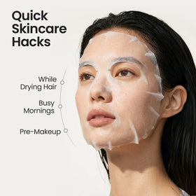 SKINFOOD 1957 woman applying rice sheet mask for fast morning glow