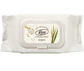 SKINFOOD front packaging of rice wipes showing brand and count, quick clarity