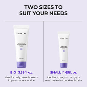 SKIN & LAB size comparison with everyday item emphasizing travel-friendly 100ml benefit
