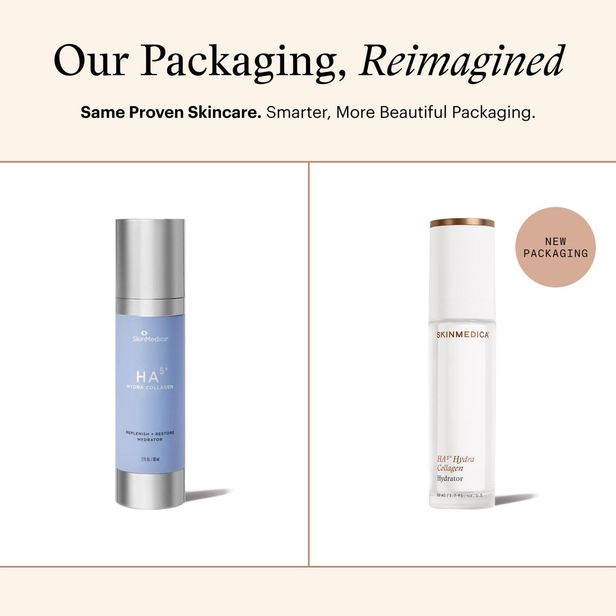 SkinMedica HA5 pump dispenser detail illustrating precise dosing and easy application benefit