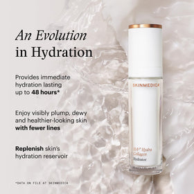 SkinMedica HA5 serum texture swirl highlighting lightweight gel and quick absorption benefit
