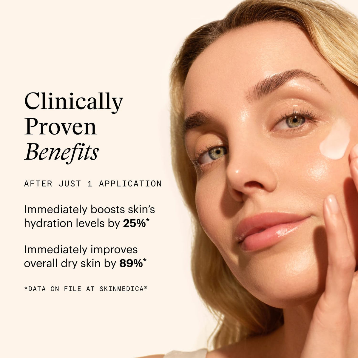 SkinMedica ingredient display highlighting prebiotics and hyaluronic acid for barrier support