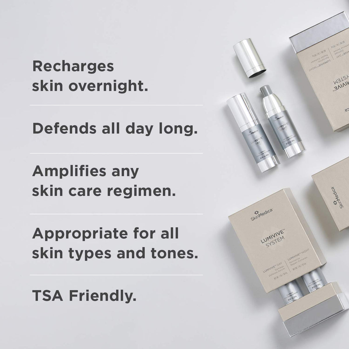 SkinMedica swatch of Lumivive Day serum texture on skin, shows lightweight feel and quick absorption