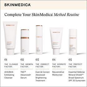 SkinMedica jar on bathroom counter lifestyle, suggests daily routine use