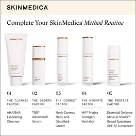 SkinMedica before and after schematic illustrating improved neck texture and tone