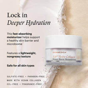 SkinMedica close-up of gel-cream texture demonstrating water-burst hydration benefit