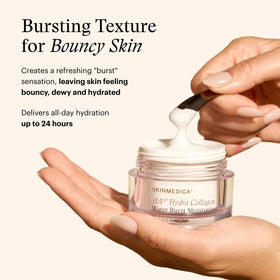 SkinMedica moisturizer dispensed on hand illustrating quick absorption and spreadability