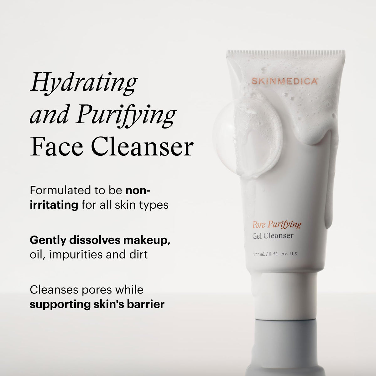 SkinMedica pump dispensing gel demonstrating easy-use and controlled amount