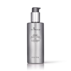 SkinMedica dispensing gel from pump demonstrating easy application and controlled use