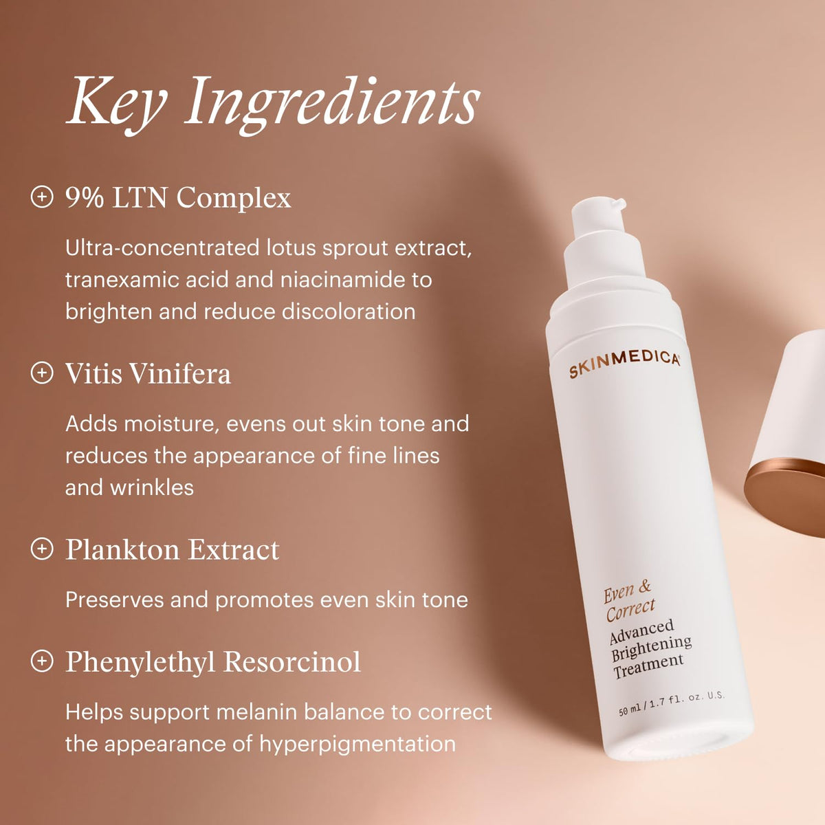 SkinMedica bottle next to coin showing 1.7 fl oz size and scale