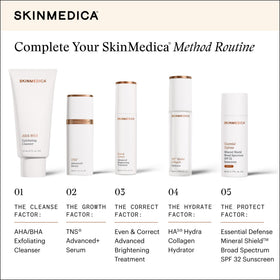SkinMedica ingredients label close-up, highlights gentle antioxidant formula